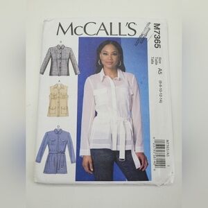 🧵4/$20🧵 McCall's M7365 Vest Jacket Belt Sewing Pattern Uncut  Size 6-14 DIY